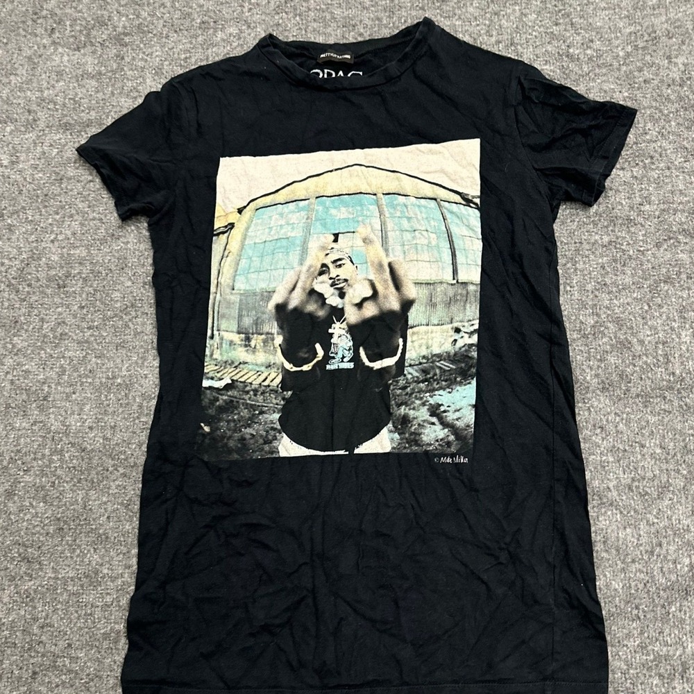 PrettyLittleThing T-Shirt Womens Size 10 Black 2Pac Mike Miller Graphic Cotton